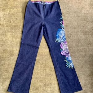 Vivienne Tam Vintage Floral Embroidered Jeans NWOT